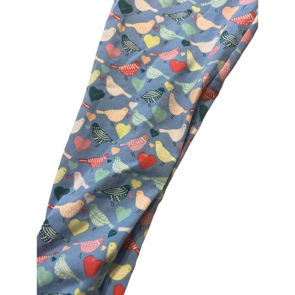 Matilda Jane Girls "Repeat After Me" Bird Print Leggings Pants Size 4 Blue Heart - Picture 9 of 9